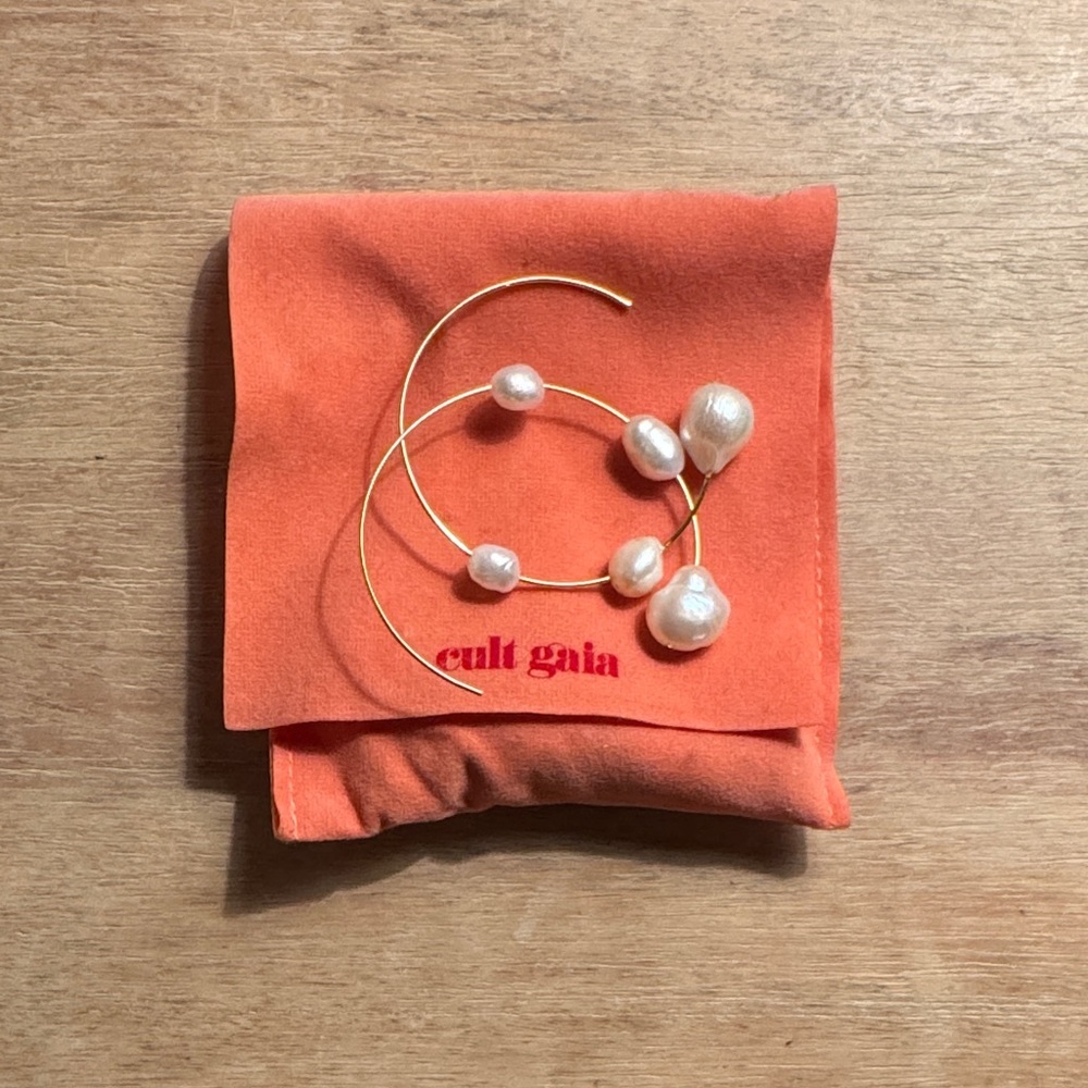 Cult Gaia Gold Hoop Earrings with Pearls